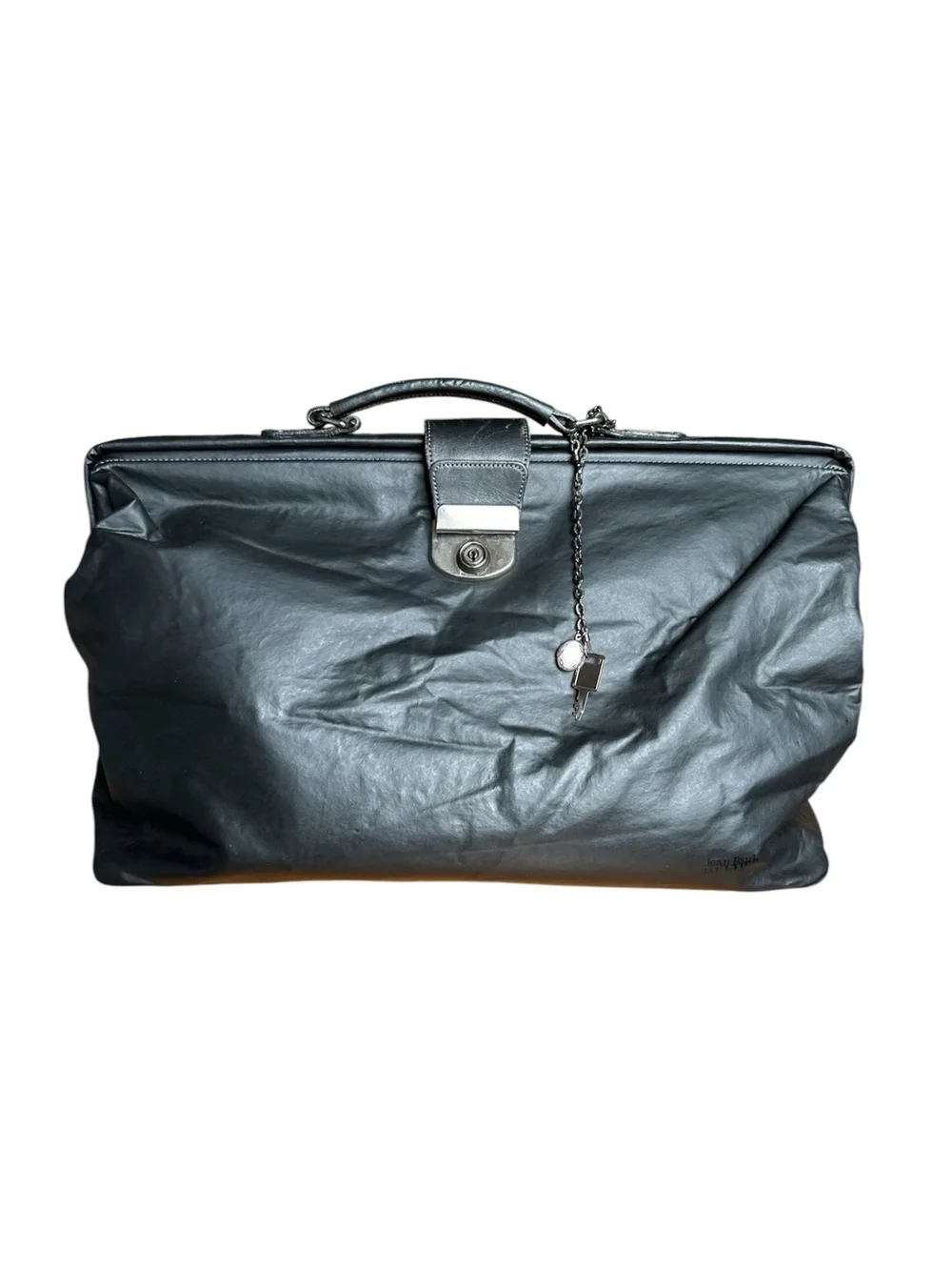 Rare Jean Paul Gaultier Large Black Leather Doctor Bag Physician Bag Weekend Bag